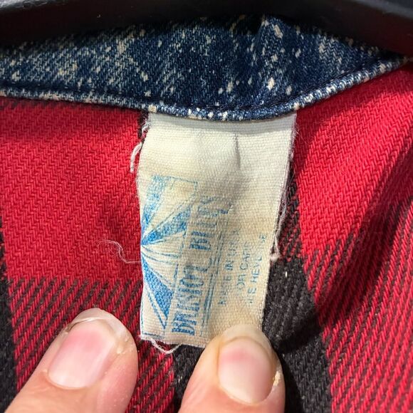 Vintage Bristol Blues Acid Wash Denim Jacket Red Plaid Lined 80s Workwear Unisex - Picture 5 of 7